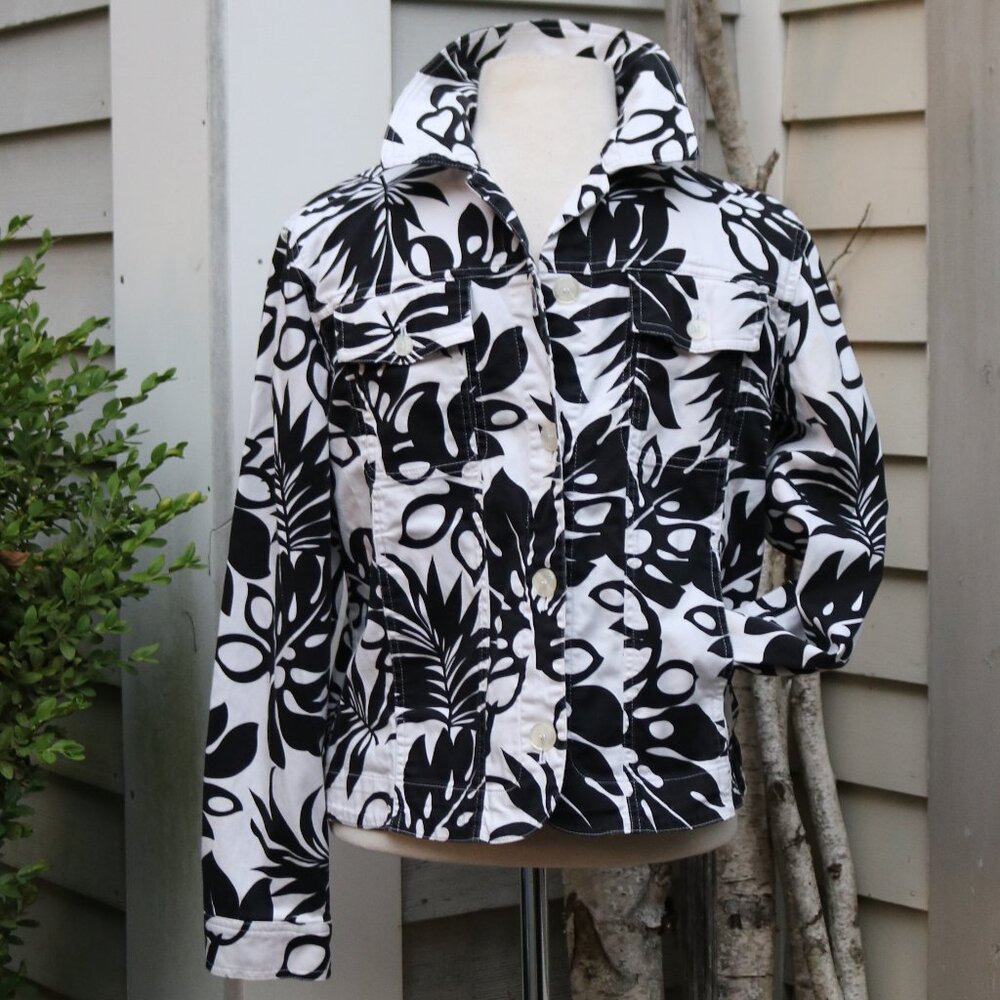 Coldwater Creek Black and White Jean Jacket